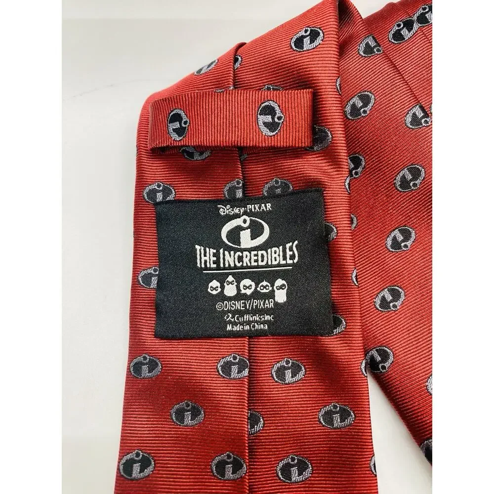 Disney Pixar The Incredibles Logo Red Men's 100% Silk Tie, All Over Print